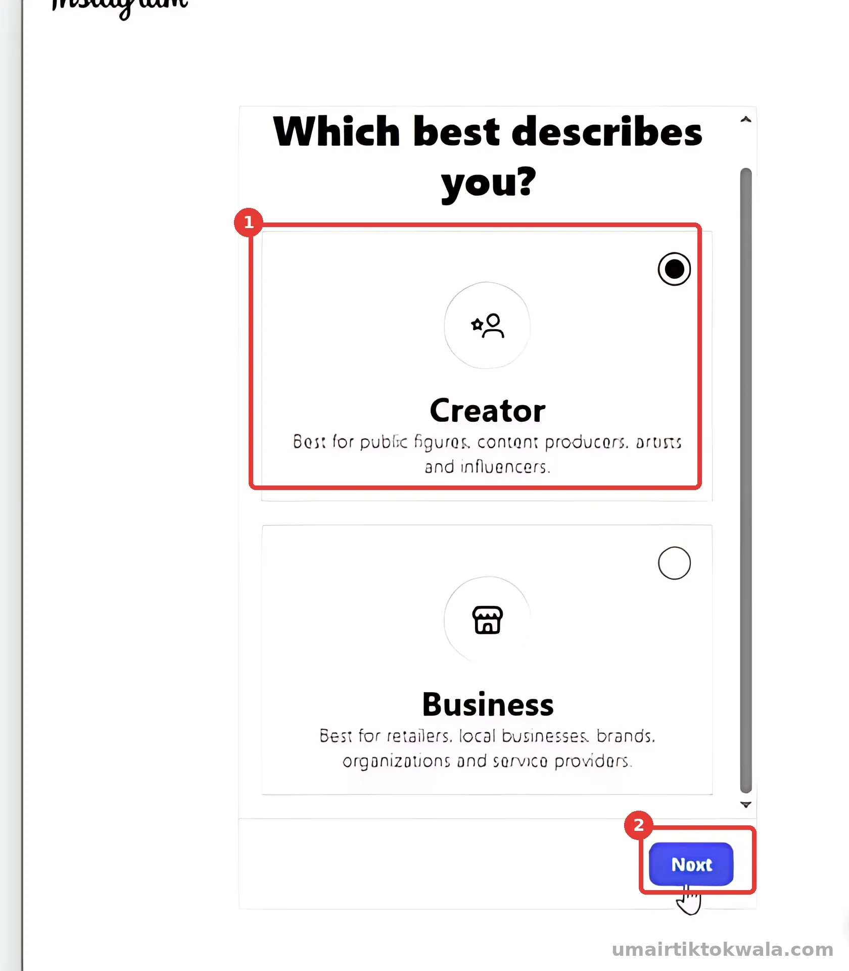 Step 6: Choose Creator