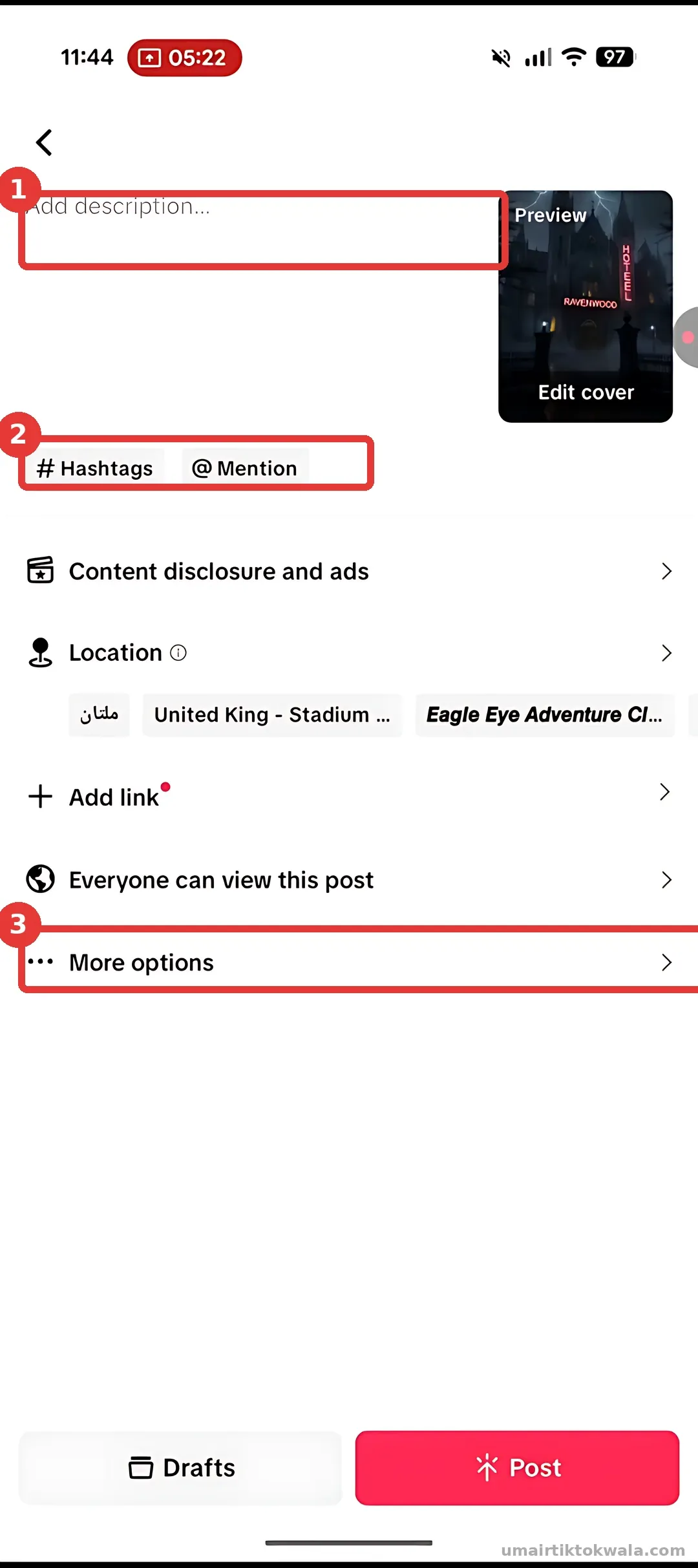Step 2: Open the post screen