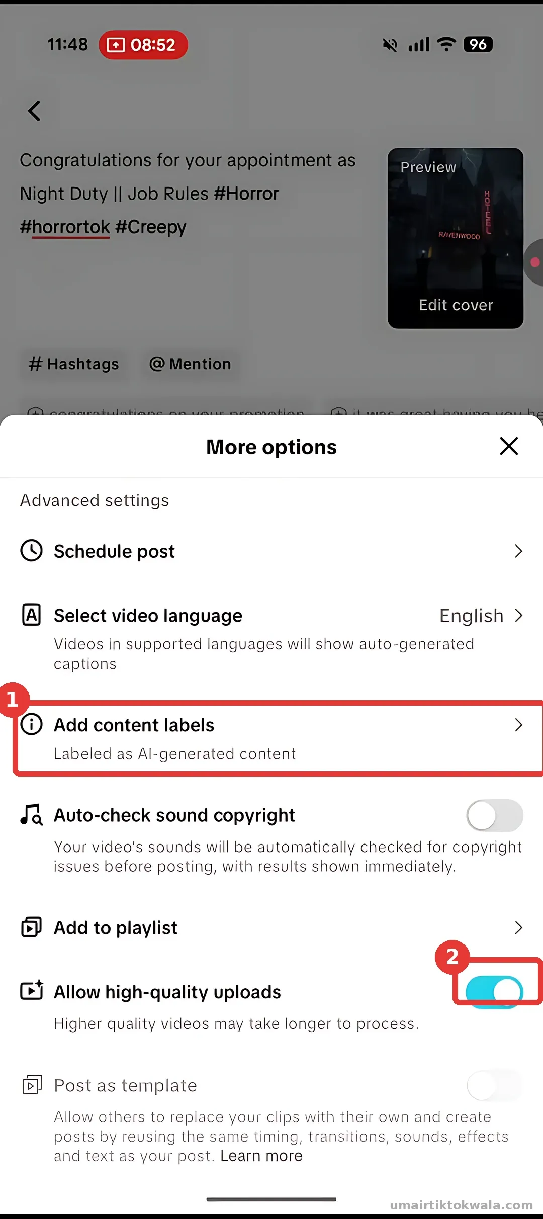Step 5: Set More options